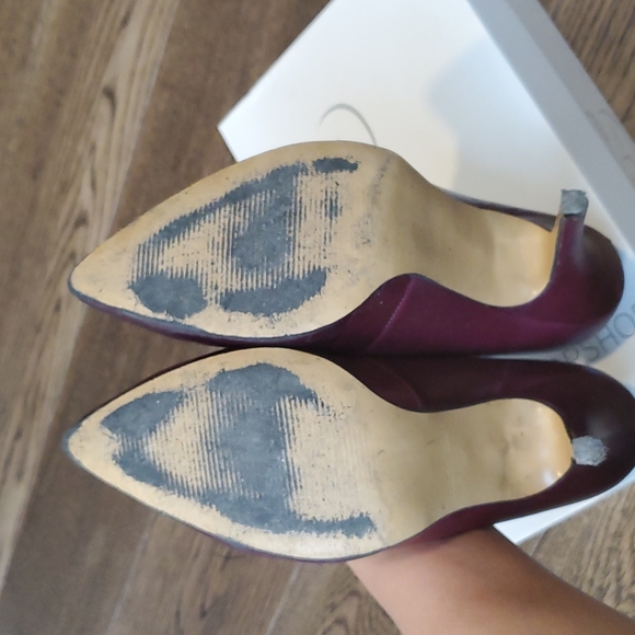Topshop burgundy leather pointy-toe heels - Picture 6 of 7